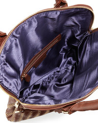 Neiman Marcus Woven Fold Over Tote Bag Cocoa