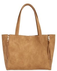 Zip Detail Faux Leather Tote