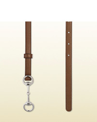 Gucci Leather Skinny Belt With Horsebit Buckle