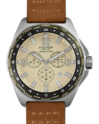 Filson 44mm Journeyman Chrono Watch With Leather Strap Browncream