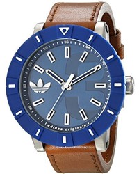 adidas Adh3000 Amsterdam Stainless Steel Watch With Brown Leather Band
