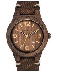 Wewood Alpha Wood Leather Strap Watch 46mm