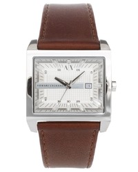 Armani Exchange Brown Leather Strap Watch Ax2204