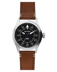 Jack Mason Aviation Ii Leather Strap Watch