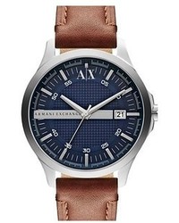 Armani Exchange Ax Round Leather Strap Watch 46mm