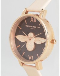 Olivia Burton Bee Motif Nude Leather Watch