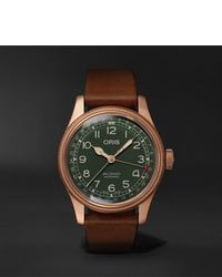 Oris Big Crown Pointer Date Automatic 40mm Bronze And Leather Watch