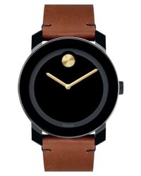 Movado Bold Leather Strap Watch