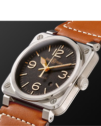 Bell & Ross Br 03 92 Golden Heritage 42mm Steel And Leather Watch