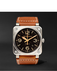 Bell & Ross Br 03 92 Golden Heritage 42mm Steel And Leather Watch