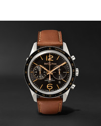Bell & Ross Br 126 Sport Heritage Gmt And Flyback Chronograph Steel And Leather Watch