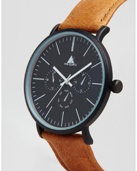Asos Brand Watch With Distressed Leather Strap