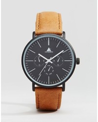 Asos Brand Watch With Distressed Leather Strap