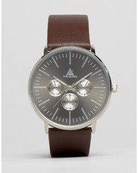 Asos Brand Watch With Leather Strap In Brown