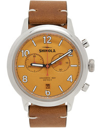 Shinola Brown Yellow The Traveler 42 Mm Watch