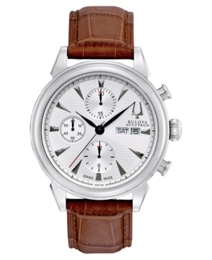 Bulova Accutron Watch Swiss Automatic Chronograph Gemini Brown