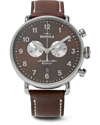 Shinola Canfield Chronograph 43mm Stainless Steel And Leather Watch