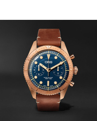 Oris Carl Brashear Chronograph 43mm Burnished Bronze And Leather Watch Ref No 01 774 7744 3185