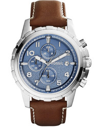Fossil Chronograph Dean Brown Leather Strap Watch 45mm Fs5022