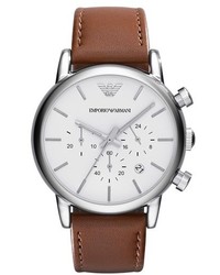 Emporio Armani Chronograph Leather Strap Watch 41mm