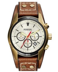 Fossil Coachman Chronograph Leather Strap Watch 44mm