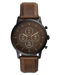 Fossil Collider Hybrid Hr Chronograph Leather Smart Watch