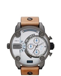 Diesel Brown Leather And White Dial Quartz Watch