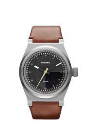 Diesel Dz1561 Brown Leather Analog Quartz Watch With Black Dial