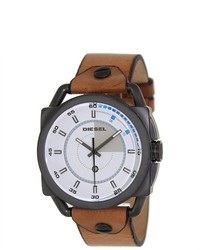 Diesel White Dial Brown Leather Strap Watch