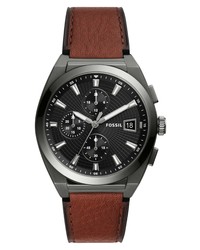 Fossil Everett Chronograph Leather Watch