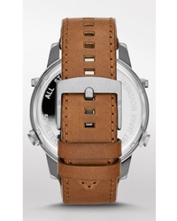Express Extra Large Analog And Digital Leather Strap Watch