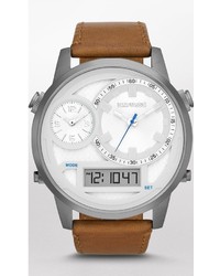 Express Extra Large Analog And Digital Leather Strap Watch