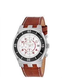 FD232S-02BS Motus Stainless Steel With Brown Leather Band White Dial Chronograph Watch
