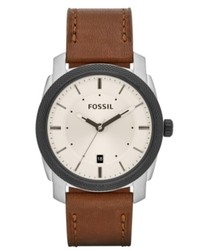 Fossil Watch Machine Brown Leather Strap 42mm Fs4836