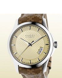Gucci G Timeless Medium Stainless Steel And Leather Watch