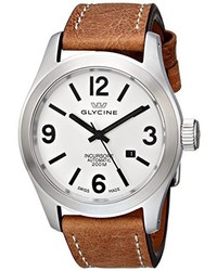 Glycine 3874 11 Lb7bh Incursore Stainless Steel Automatic Watch With Brown Leather Band