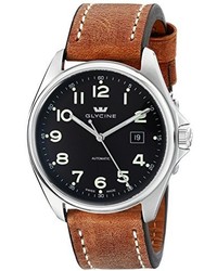 Glycine Unisex 3890 17ats Lb7bh Combat Stainless Steel Automatic Watch With Brown Leather Band
