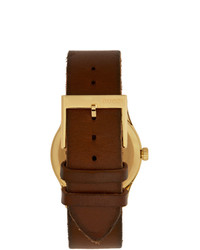 Gucci Gold And Brown Medium G Timeless Bee Watch
