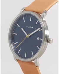 Skagen Hagen Quartz Leather Watch In Tan 40mm