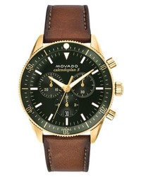 Movado Heritage Chrono Leather Strap Watch