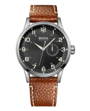 hugo boss watch with brown leather strap