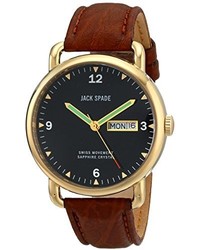 Jack Spade Wuru0019 Buckner Gold Tone Stainless Steel Watch With Leather Band