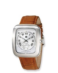 Joy Jewelers Charles Hubert Brown Leather Stainless Steel Watch