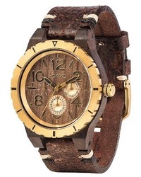 Wewood Kardo Multifunctional Wood Leather Strap Watch 46mm