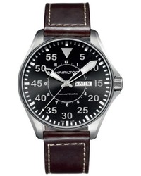 Hamilton Khaki Aviation Automatic Leather Strap Watch 46mm