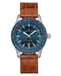 Hamilton Khaki Aviation Converter Gmt Automatic Leather Watch