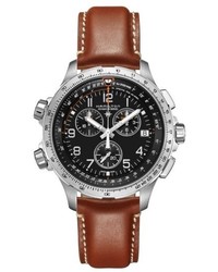 Hamilton Khaki X Wind Chronograph Leather Strap Watch 46mm