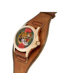 Gucci Le March Des Merveilles 38mm Gold Tone And Leather Watch
