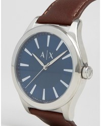 Armani Exchange Leather Watch In Brown Ax2324