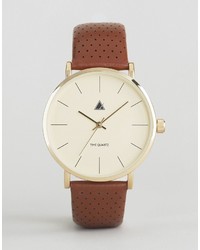 Asos Leather Watch With Perforated Strap